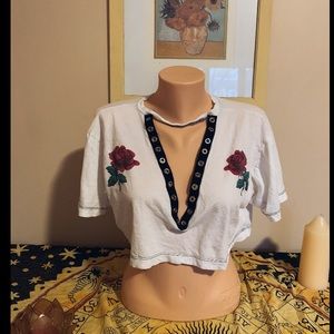 Forever 21 Roses Graphic Crop Top